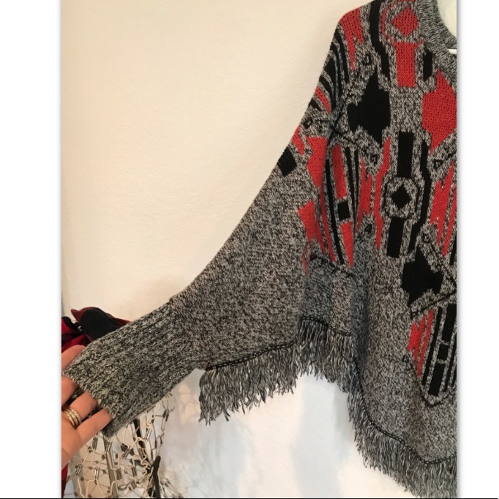 Aztec Sweater Poncho - Picture 2 of 4